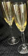 Pier 1 Amber Golden Luster Fluted Champagne Glasses Set of 2