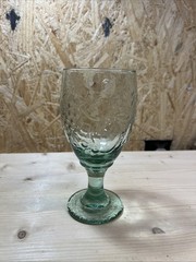 Vintage 80’s Libbey Single Goblet 16 oz Green Stem Orchard Fruit 7″h 3.2″ rim US
