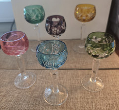 Vintage 6 Nachtmann Traube Cut to Clear Crystal Cordial Glasses