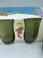 Vintage Emerald Green 4 Pack Anchor Hocking #3076 6 Ounce Juice Glasses