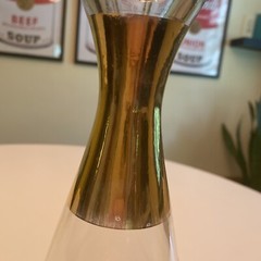 Clear And Gold Band MCM Vintage 1960s Decanter Carafe