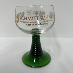 Vtg Schmitt Sohne Wine Glass Grape Vines Beehive Green Stem W Germany 0.1 L