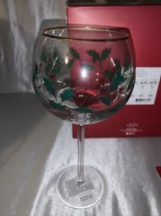 Lenox Holiday Balloon Set Of 4 Stemware With Gold Trim Holly Berry New In Box