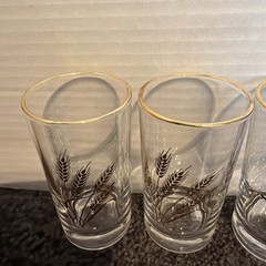Set Of 4 Vintage Homer Laughlin Golden Wheat 22k Gold 4 Oz Juice Glasses MCM