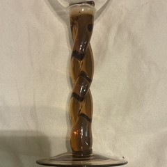 Clear & Amber Glass Wine Glass with Twisted Swirl Stem and Clear Bowl