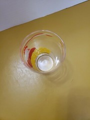 Vintage Federated Red Chicken/hen glass with Golden Eggs