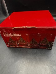 CARLTON 1985 ACTION 14 oz Old Fashioneds Glasses Christmas Tree Set of 4 Boxed