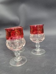 Vintage King’s Crown Cranberry Flashed by Tiffin-Franciscan Water Goblets 3 pcs