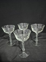 ROCK SHARPE NORMANDY STAR OF DAVID LIQUOR COCKTAIL GLASSES LOT OF 4