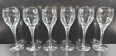 6 Lenox Erin Gold Trim Wine Glasses Set Vintage Crystal Clear Embossed Stems Lot