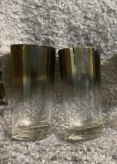 MCM Silver Fade Lusterware 4 highball glasses Dorothy Thorpe? Ombre Barware