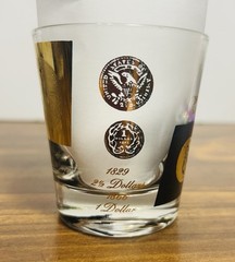 Vintage MCM 1960s Black & 22 Karat Gold Coin Lowball Glasses by Cera (Set Of 5)