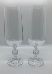 Set of 2 ‘Claudia’ by IMPORT ASSOC Crystal fluted champagne stems. 6 3/4″