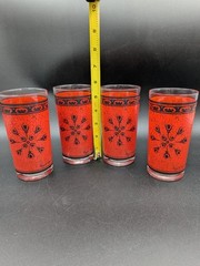 Vintage Royal Kendall MCM Red and Black Highball Glasses Set of 4
