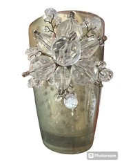 Lazer International Glass, Mercury Glass Crystal Beaded Decoration 4.5″ high EUC