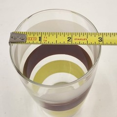 Set 4 Libbey’s Multicolor Striped Designed Pressed Glass Tumblers 5″ Vtg 1970’s