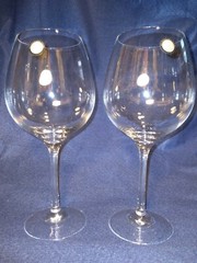 Pair Of Clear Crystal Oversized Wine Glasses Goblets Large 9″ 22 Ounces Stickers