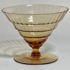 4 Amber Utility Glass Works Mandalay Dine Paneled Optic Sherbets MINT