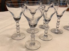 VTG Crystal 2 oz. Cocktail Liquor Glasses with Cut Sphere on Stem (set of 7)