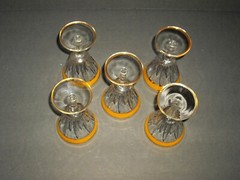 Vintage Crystal 2oz Sherry Glasses Gold Encrusted Trim Set of 5 Made in Italy