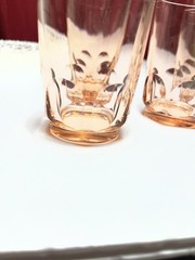 Set of 4 Vintage 4” Pink Depression Glass Glasses Arcoroc France (RR38)