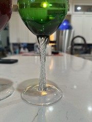 MURANO Hand Blown Vintage Wine Glasses Air Twisted Stem Red, Green, Purple 9”H