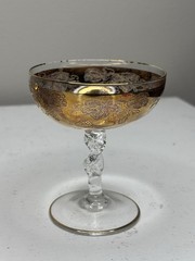 Vintage Crystal Gold Gilded Grapes Twisted Stem Champagne/Sherbert Glasses 6