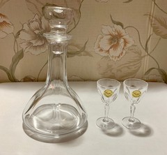 Echt Bleikristall Cut Lead Cristal Paneled Thumbprint 4″ Cordials & Decanter