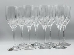 8 Mikasa Artic Lights Crystal White Wine Glasses 8 1/4″