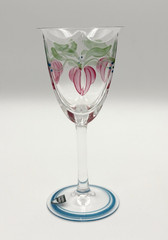 Orrefors Sweden Maja Signed Wine Sherry Glass Stemware Hand Painted New in Box