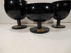 VTG BLOCK Crystal Capers Black Wine, Water, Champagne Mouth Blown Glass Portugal
