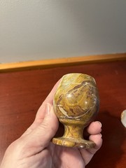 Pair Of Vintage Onyx Stone- 3 in. Goblets