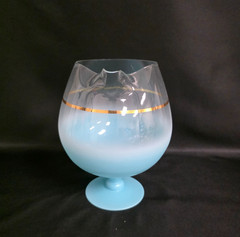 Vtg West Virginia Blendo Aqua Blue Frosted Cocktail Pitcher Footed Snifter MCM