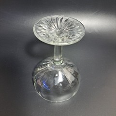 Vintage Stemmed Champagne Dessert Glass Clear Ribbed Design