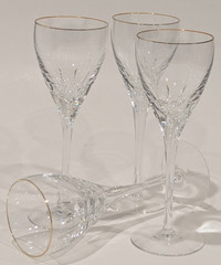 LENOX Firelight Crystal Cut Wine Glasses Gold Rim Stemware 7 7/8″T Vintage Set/4