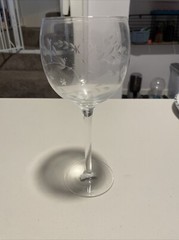 Elements Wine Water Stemmed Clear Crystal Goblet Etched Pattern Elegant Simple