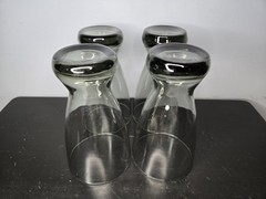 Vintage Libbey Smoked Gray Pilsner Glasses w Round Weighted Base Set of 4
