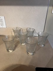 Ponderosa Pine Indiana Glass Footed 3 Mugs And 3 Glasses 6 Total Vintage