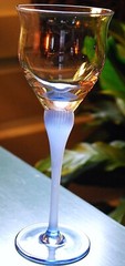 Mikasa SEA MIST SAPPHIRE Water Goblet FROSTED STEM c1987 9.25″ Blue Ribbed EXC