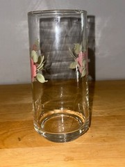 Vintage Gibsons Design Roseland 12 oz. Floral Drinking Glass Tumbler Pink Rose