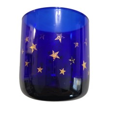2 Vintage Libbey Celestial Cobalt Glass & Tumbler With Gold Stars