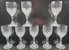 (8) Cristal D’Arques Bretagne Cordial Glasses Set Vintage Small Cut Stemware Lot