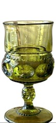 Indiana Glass Kings Crown Thumbprint Avocado Green 6 oz Stemmed Goblet Vintage