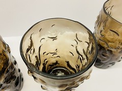 Vintage Set Of 4 Bryce Glass El Rancho Brown Dimple Textured 12 Oz Tumblers