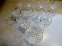 Lot 11 CRISTAL D’ARQUES DURAND DIAMANT CLARET WINE GLASSES France Goblets 5 3/4″