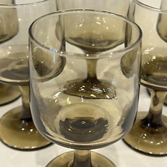 Vintage Libbey Tawny Accent Stem Glasses 1970s Set of 6 MCM Smokey Amber Modern