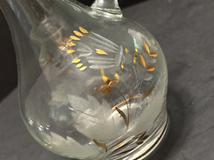 MCM Cordial Set Decanter & 5 Glasses Cut Etched Frosted & Gilt