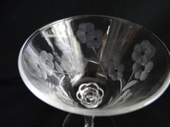 Mid Century Modern Libbey Clear Liquor Cocktail Embassy Gray Cut Glass Floral