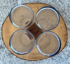 4 Vintage Anchor Hocking Etched Floral Juice Water Glasses Set, Light Blue