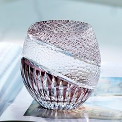 Hand Blown Crystal Double Old Fashioned Solid Whiskey Glasses Purple Color 12oz